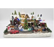 Villaggio di Natale Nataluna con Luci Suoni e Movimenti - 32,5x17x17,5 cm
